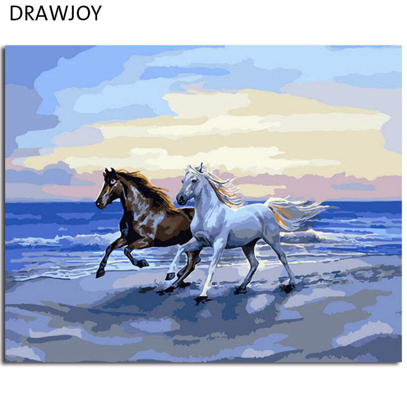 DRAWJOY Drop Shipping Horses Framed Picture DIY Painting By Numbers Canvas Painting Home Decoration For Living Room
