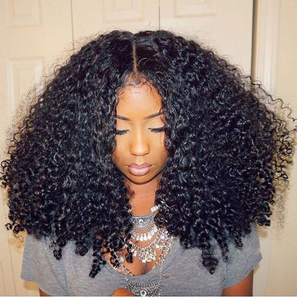 4B 4C Mongolian Afro Kinky Curly Weave Human Hair Bundles 4 Bundles Non Remy Natural Color Hair Weaving Extensions Beauty Lueen