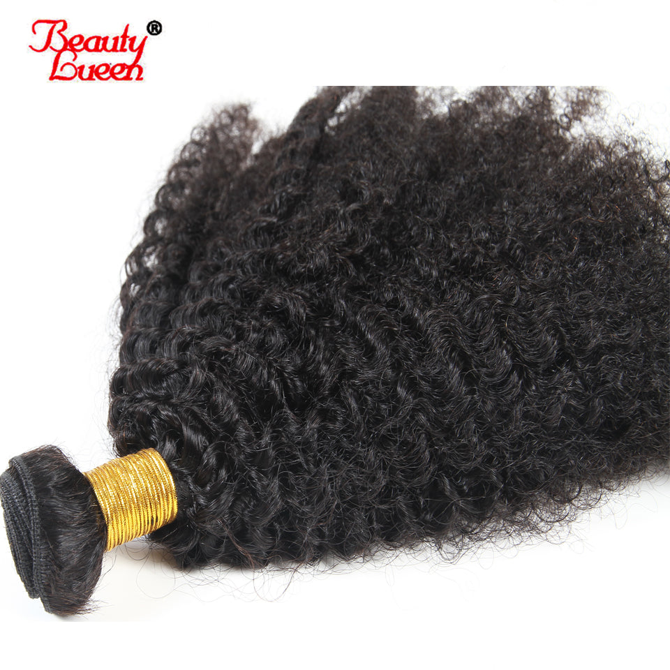 4B 4C Mongolian Afro Kinky Curly Weave Human Hair Bundles 4 Bundles Non Remy Natural Color Hair Weaving Extensions Beauty Lueen