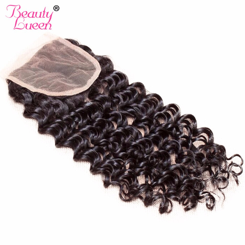 Deep Wave Human Hair 3 Bundles With Closure Malaysian Hair Weave Bundles With Closure Non Remy Hair Extensions Beauty Lueen