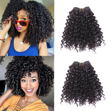 Load image into Gallery viewer, Short Afro Kinky Curly Hair Bundles Hair Wefts 3 Bundles Blended Bohemian Style 8 Inches Ombre Hair Weaves

