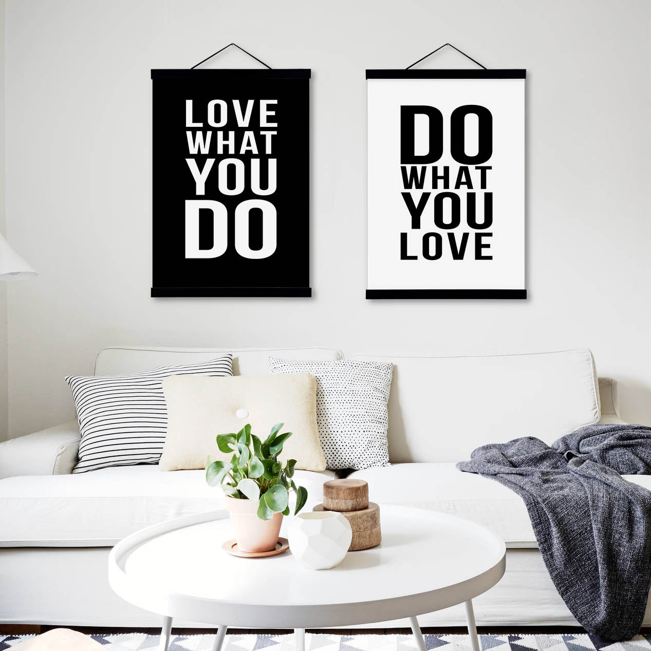 Black White Motivational Quotes Posters Print Nordic Style Home Decor Scroll Wall Art Picture Love Wooden Framed Canvas Painting