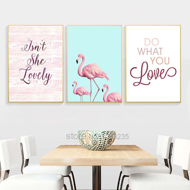 Nordic Poster Rose Flowers Wall Art Canvas Painting Cuadros Flamingo Posters And Prints Wall Pictures For Living Room Unframed