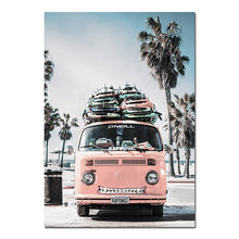 Load image into Gallery viewer, Scandinavian Tropical Landscape Posters Modern Prints Sea Beach Bus Wall Art Canvas
