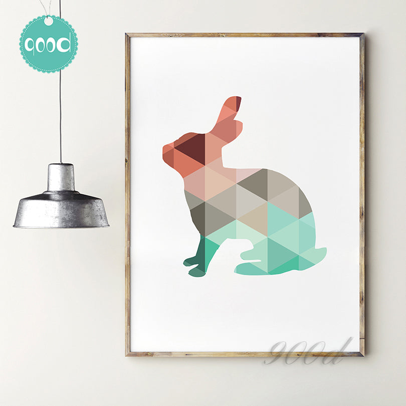 Cartoon Geometric Rabbit Canvas Art Print Poster, Wall Pictures for Home Decoration, Wall Decor FA254