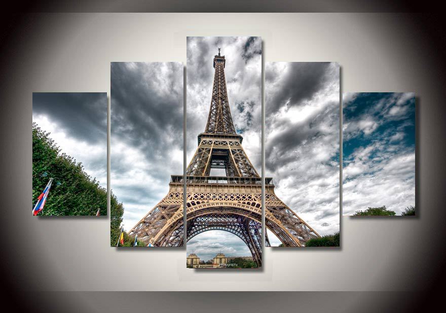 HD Printed Eiffel Tower Landscape Group Painting Canvas Print room decor print poster picture canvas Free shipping/H058