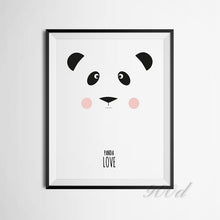 Load image into Gallery viewer, Cartoon Panda Canvas Art Print Poster, Wall Pictures for Nursery Room Decoration, Frame not include 334

