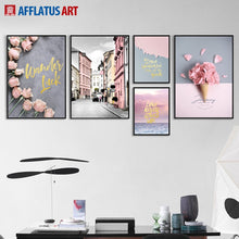 Load image into Gallery viewer, AFFLATUS Nordic Poster Flower Street Landscape Wall Art Canvas Painting Posters
