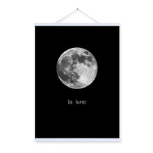Load image into Gallery viewer, Black White Minimalist Moon French Typography Wooden Framed Posters Nordic Wall Art Pictures Home Decor Canvas Paintings Scroll
