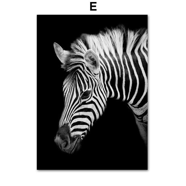 Black White Elephant Giraffe Zebra Wall Art Canvas Painting Nordic Posters And Prints Wall