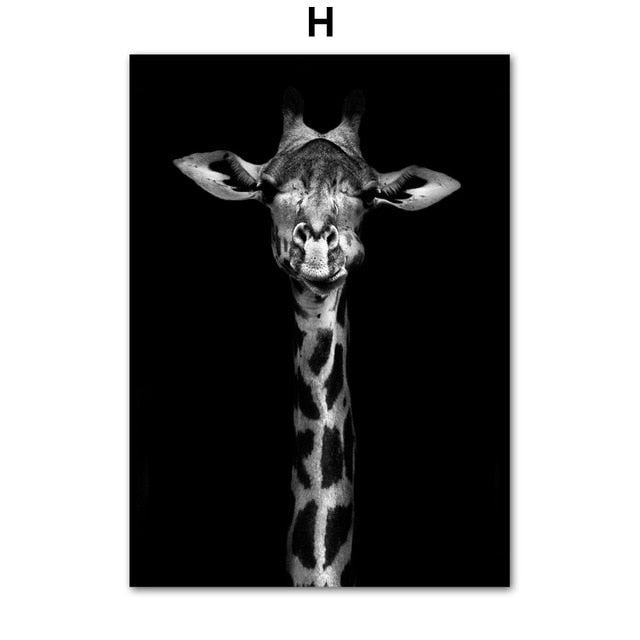 Black White Elephant Giraffe Zebra Wall Art Canvas Painting Nordic Posters And Prints Wall