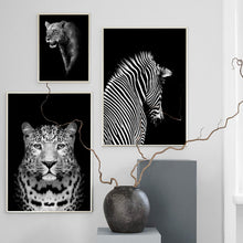 Load image into Gallery viewer, Black White Elephant Giraffe Zebra Wall Art Canvas Painting Nordic Posters And Prints Wall
