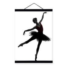 Load image into Gallery viewer, Modern Black White Ballet Dancer Poster Print Nordic Style Home Decor Scroll Wall Art Picture Girl Wooden Framed Canvas Painting
