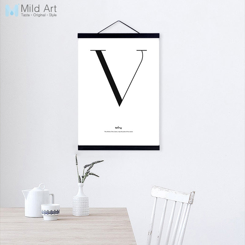 Minimalist Black White Typography Letter Quotes Wooden Framed Canvas Paintings Nordic Home Decor Wall Art Pictures Poster Scroll