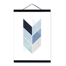 Load image into Gallery viewer, Modern Abstract Geometric Posters Print Nordic Style Home Decor Blue Living Room Wall Art Pictures Wooden Framed Canvas Painting
