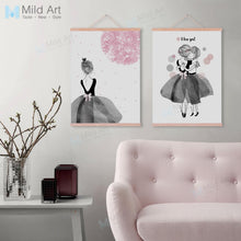 Load image into Gallery viewer, Modern Pink Ballet Dance Girl Friend Love Nordic Wooden Framed Posters Wall Art Print Pictures Home Decor Canvas Painting Scroll

