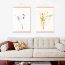 Load image into Gallery viewer, Watercolor Modern Dance Ballet Poster Beautiful Girl Room Wooden Framed Canvas Painting Home Decor Wall Art Print Picture Scroll
