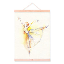 Load image into Gallery viewer, Watercolor Modern Dance Ballet Poster Beautiful Girl Room Wooden Framed Canvas Painting Home Decor Wall Art Print Picture Scroll
