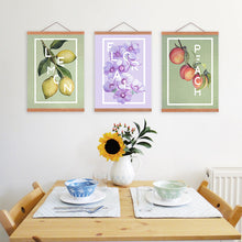 Load image into Gallery viewer, 3 Piece Food Quote Poster Print Nordic Style Kitchen Home Decor Fruit Lemon Wall Art Picture Scroll Wooden Frame Canvas Painting

