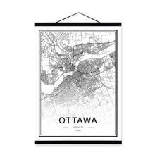 Load image into Gallery viewer, Black and White World City Map Toronto Las Vegas Wooden Framed Posters Nordic Canvas Painting Home Decor Scroll Wall Art Picture
