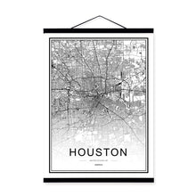 Load image into Gallery viewer, Black and White World City Map Toronto Las Vegas Wooden Framed Posters Nordic Canvas Painting Home Decor Scroll Wall Art Picture
