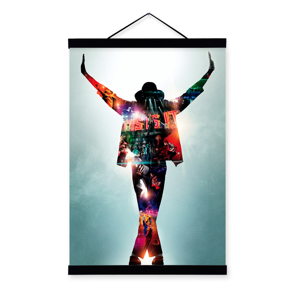 Modern Abstract Michael Jackson Pop Music Superstar Wooden Framed Posters Room Wall Art Picture Bar Decor Canvas Painting Scroll