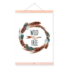 Load image into Gallery viewer, Vintage Watercolor Feather Dream Catcher Wooden Framed Canvas Paintings Nordic Wall Art Pictures Home Decor Poster Hanger Scroll
