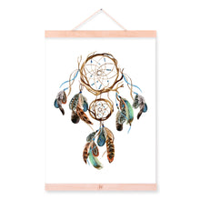 Load image into Gallery viewer, Vintage Watercolor Feather Dream Catcher Wooden Framed Canvas Paintings Nordic Wall Art Pictures Home Decor Poster Hanger Scroll
