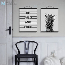 Load image into Gallery viewer, Minimalist Black White Pineapple Typography Wooden Framed Poster Picture Print Nordic Home Decor Wall Art Canvas Painting Scroll
