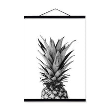 Load image into Gallery viewer, Minimalist Black White Pineapple Typography Wooden Framed Poster Picture Print Nordic Home Decor Wall Art Canvas Painting Scroll
