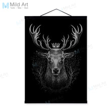 Load image into Gallery viewer, Minimalist Animals Black White Deer Wooden Framed Poster And Print Nordic Scroll Wall Art Pictures Home Decor Canvas Painting
