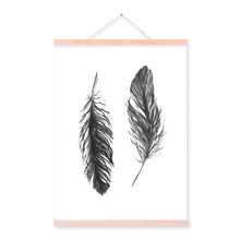Load image into Gallery viewer, Minimalist Vintage Retro Feather Wooden Framed Poster Nordic Living Room Wall Art Print Picture Home Deco Canvas Painting Scroll
