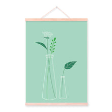 Load image into Gallery viewer, Modern Minimalist Green Plants Leaf Bottle Wooden Framed Poster Nordic Wall Art Print Pictures Home Decor Canvas Painting Scroll

