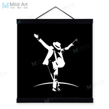 Load image into Gallery viewer, Black White Michael Jackson Pop Music Superstar Wooden Framed Posters Boy Room Wall Art Picture Bar Decor Canvas Painting Scroll
