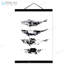 Load image into Gallery viewer, Minimalist Kitchen Black White Fish Wooden Framed Painting And Print Nordic Scroll Wall Art Pictures Home Decor Canvas Poster

