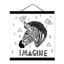 Load image into Gallery viewer, Black White Zebra Head Wooden Framed Hanger Posters Nordic Style Living Room Wall Art Picture Home Decor Canvas Paintings Scroll
