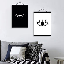 Load image into Gallery viewer, Black White Minimalist Eyes A4 Wooden Framed Posters Nordic Living Room Wall Art Canvas Painting Home Decor Print Picutre Scroll
