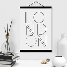Load image into Gallery viewer, Minimalist Black White London Typography A4 Wooden Framed Poster Nordic Home Decor Wall Art Print Picture Canvas Painting Scroll
