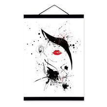 Load image into Gallery viewer, Beautiful Fashion Lady Red Lips Nordic Girls Room Wooden Framed Canvas Painting Home Decor Wall Art Print Pictures Poster Scroll
