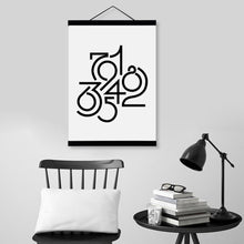 Load image into Gallery viewer, Black White Minimalist Original Number Design Wooden Framed Canvas Paintin Modern Home Deco Wall Art Print Picture Poster Scroll
