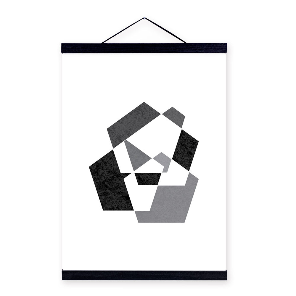 Modern Abstract Black White Geometric Shape Wooden Framed Canvas Painting Nordic Home Decor Wall Art Print Picture Poster Scroll