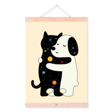 Load image into Gallery viewer, Colorful Cute Animals Friend Hug Cat Bear Dog Kids Room Wooden Framed Canvas Painting Home Decor Wall Art Pictures Poster Scroll
