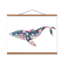Load image into Gallery viewer, Watercolor Flower Animal Whale Nordic Living Room Wooden Framed Canvas Painting Home Decor Wall Art Print Picture Poster Scroll
