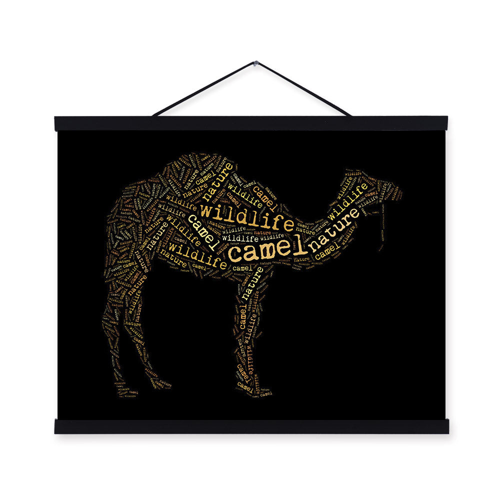 Black Typography Abstract Animals Deer Living Room Wooden Framed Canvas Painting Home Decor Wall Art Print Picture Poster Scroll