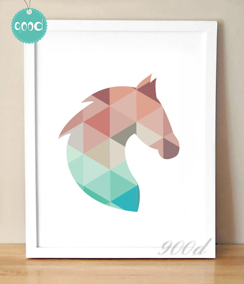Geometric Horse Head Canvas Art Print Painting Poster,  Wall Pictures for Home Decoration, Home Decor 237-29