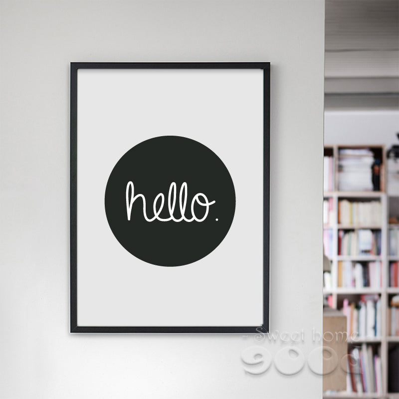Cartoon Hello Quote Canvas Art Print, Wall Pictures for Home Decoration, Painting Poster Frame not include FA201