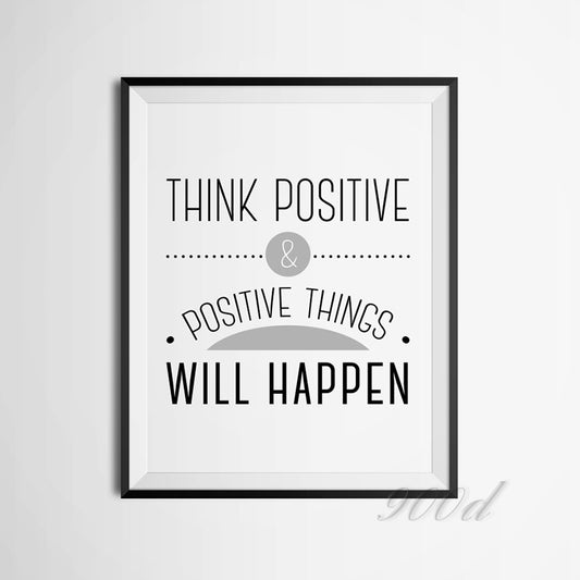 Think Positive Inspiration Quote Canvas Art Print Painting Poster,  Wall Pictures for Home Decoration,  FA317