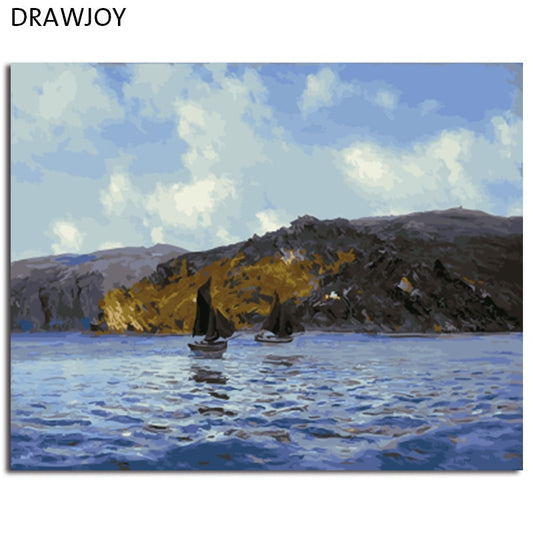 DRAWJOY Framed Seascape DIY Painting By Numbers Wall Art For Living Room Canvas Oil Painting For Home Decor 40*50cm