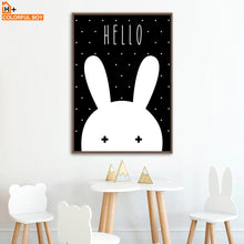 Load image into Gallery viewer, Black White Miffy Rabbit Wall Art Print Canvas Painting Nordic Poster Cartoon Wall Pictures
