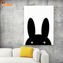 Load image into Gallery viewer, Black White Miffy Rabbit Wall Art Print Canvas Painting Nordic Poster Cartoon Wall Pictures
